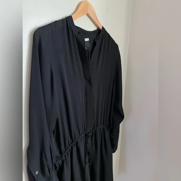 NILI LOTAN Henley Button Down Silk Dress Black Size Medium Luxury Minimalist - Picture 4 of 15